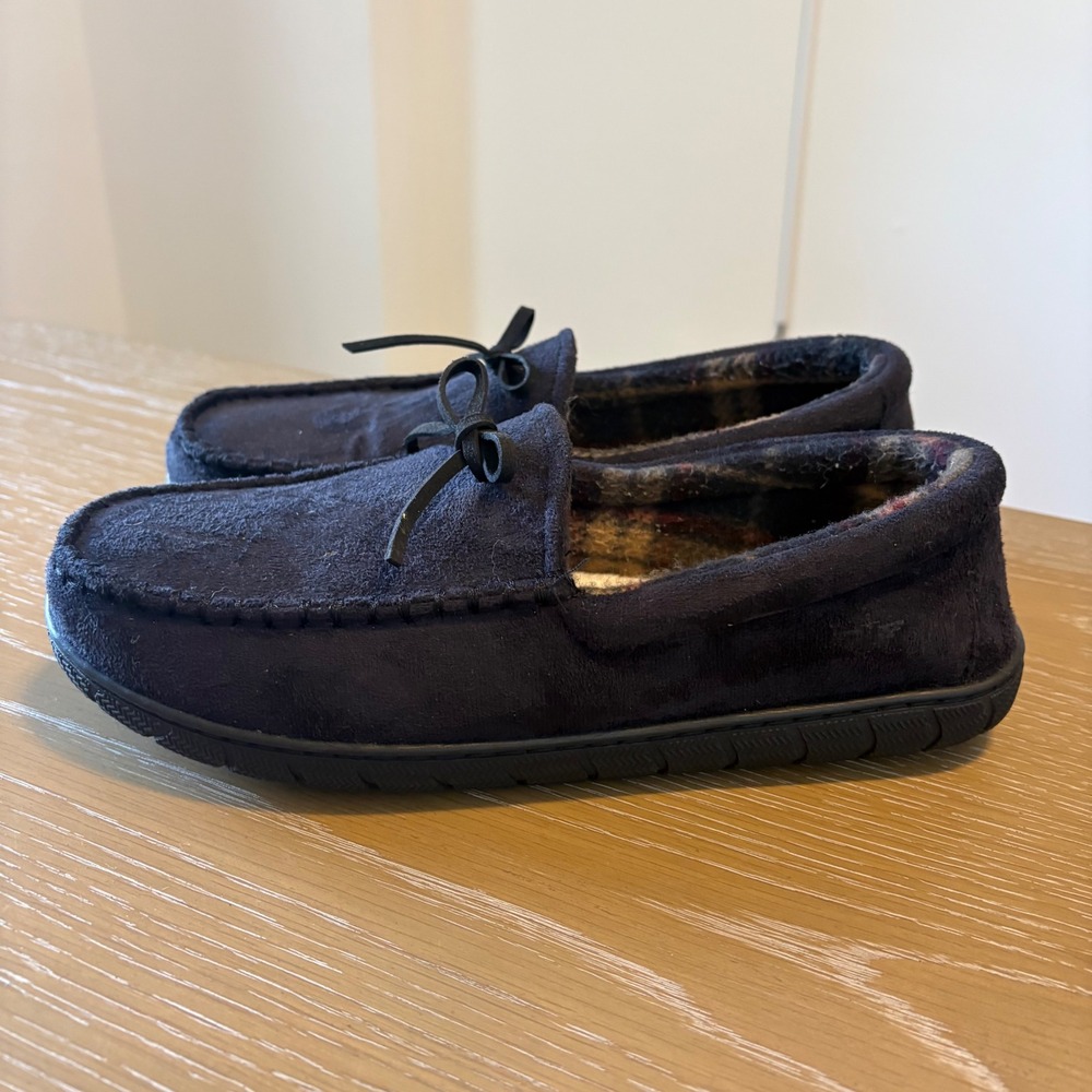 Dockers‎ Mens Black Faux Suede Memory Foam Moccasin Slippers Size Large 9-10 - Picture 2 of 10